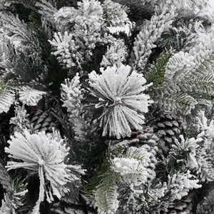 Christmas tree with flocked snow and pine cones 195 cm PVC and PE