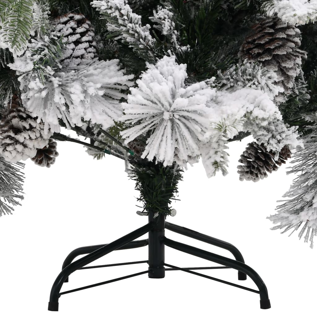 Christmas tree with flocked snow and pine cones 195 cm PVC and PE
