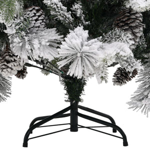 Christmas tree with flocked snow and pine cones 195 cm PVC and PE