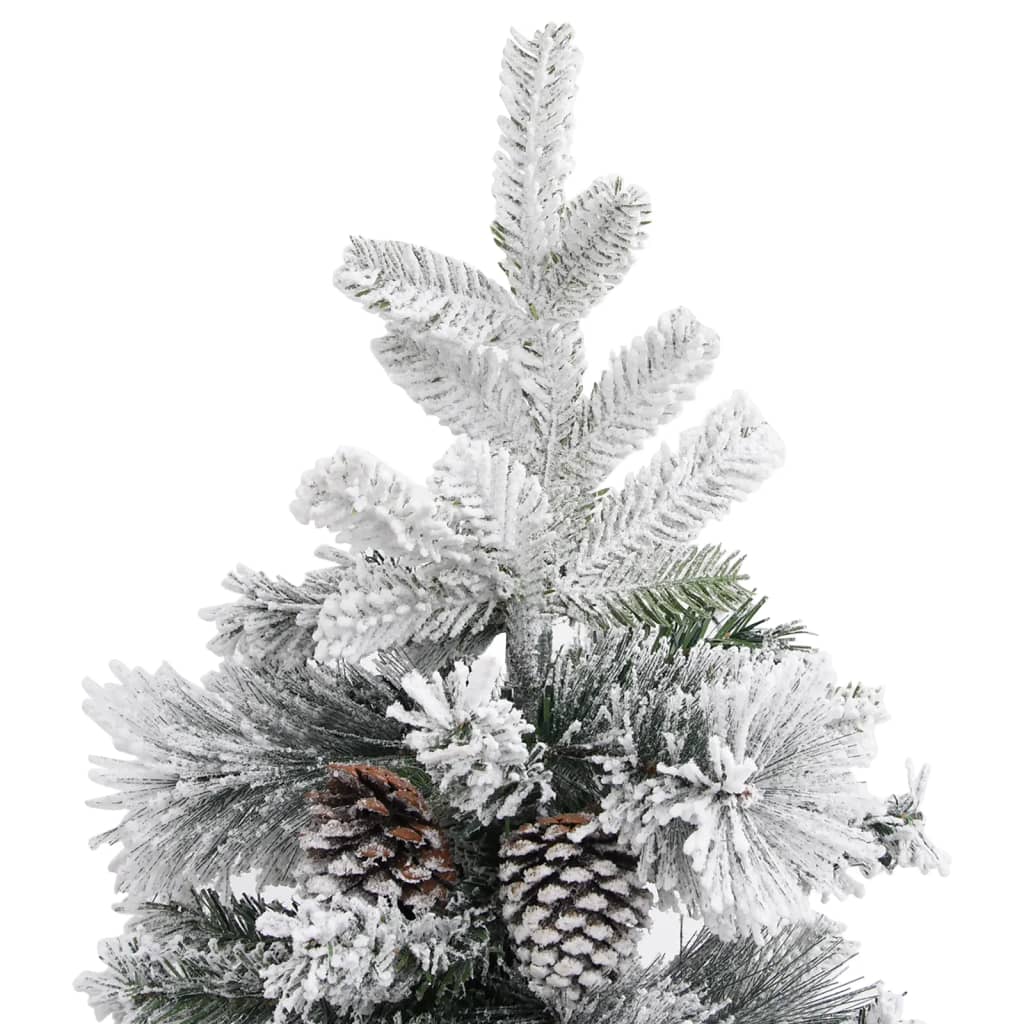 Christmas tree with flocked snow and pine cones 195 cm PVC and PE
