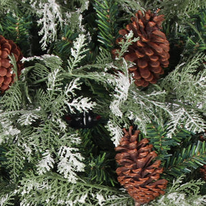 Christmas tree with pine cones green and white 120 cm PVC and PE