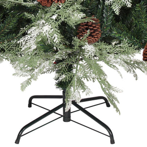 Christmas tree with pine cones green and white 120 cm PVC and PE