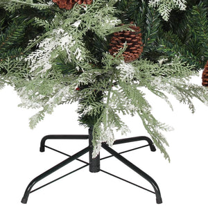 Christmas tree with pine cones green and white 150 cm PVC and PE