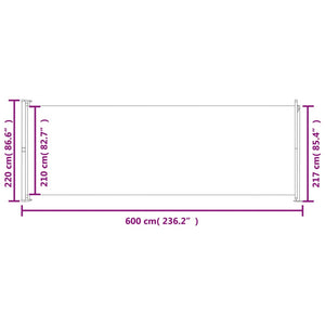 Retractable side awning 220x600 cm blue