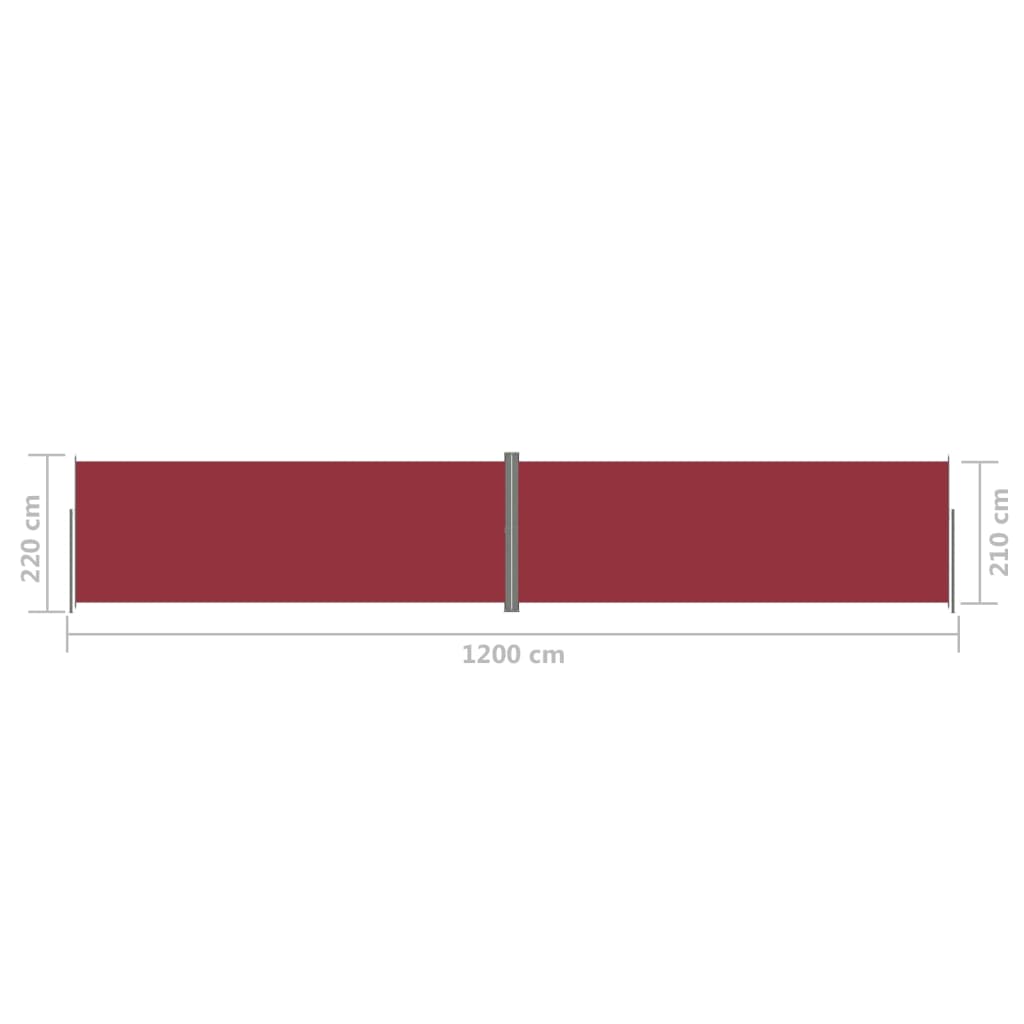 Retractable side awning 220x1200 cm red