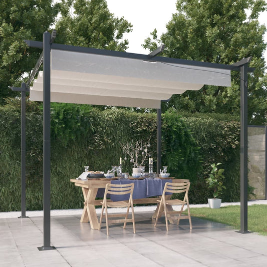 Pavilion with retractable roof 3x3 m cream white