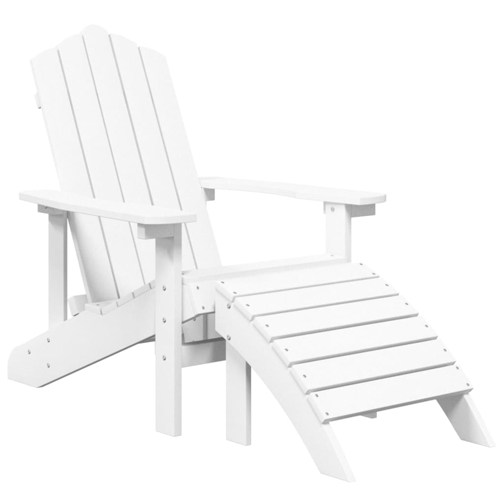 Adirondack garden chair with footstool HDPE white