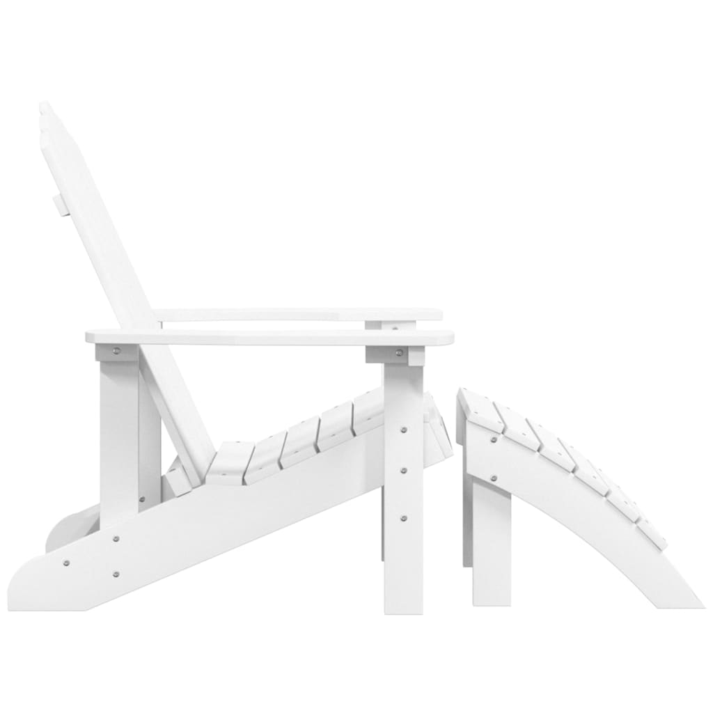 Adirondack garden chair with footstool HDPE white