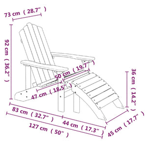 Adirondack garden chair with footstool HDPE white