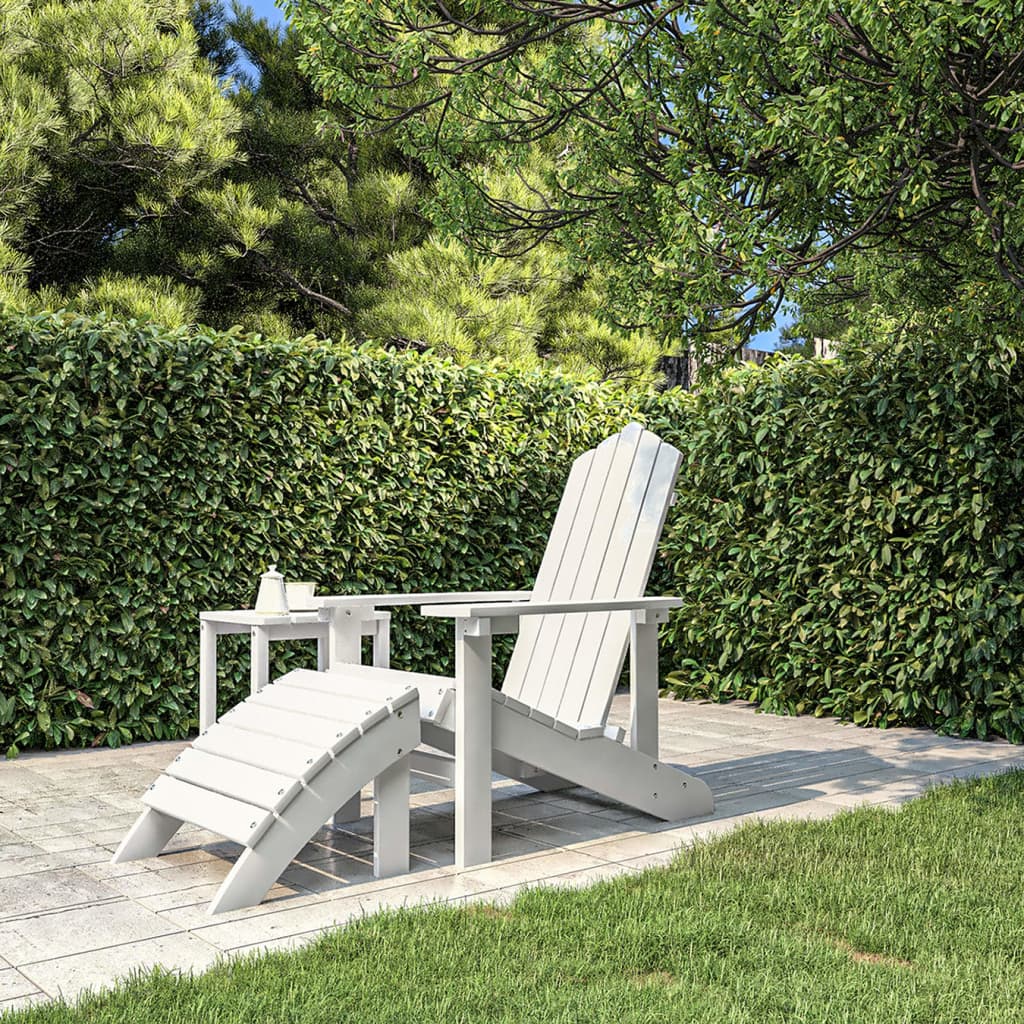 Adirondack garden chair with footstool HDPE white