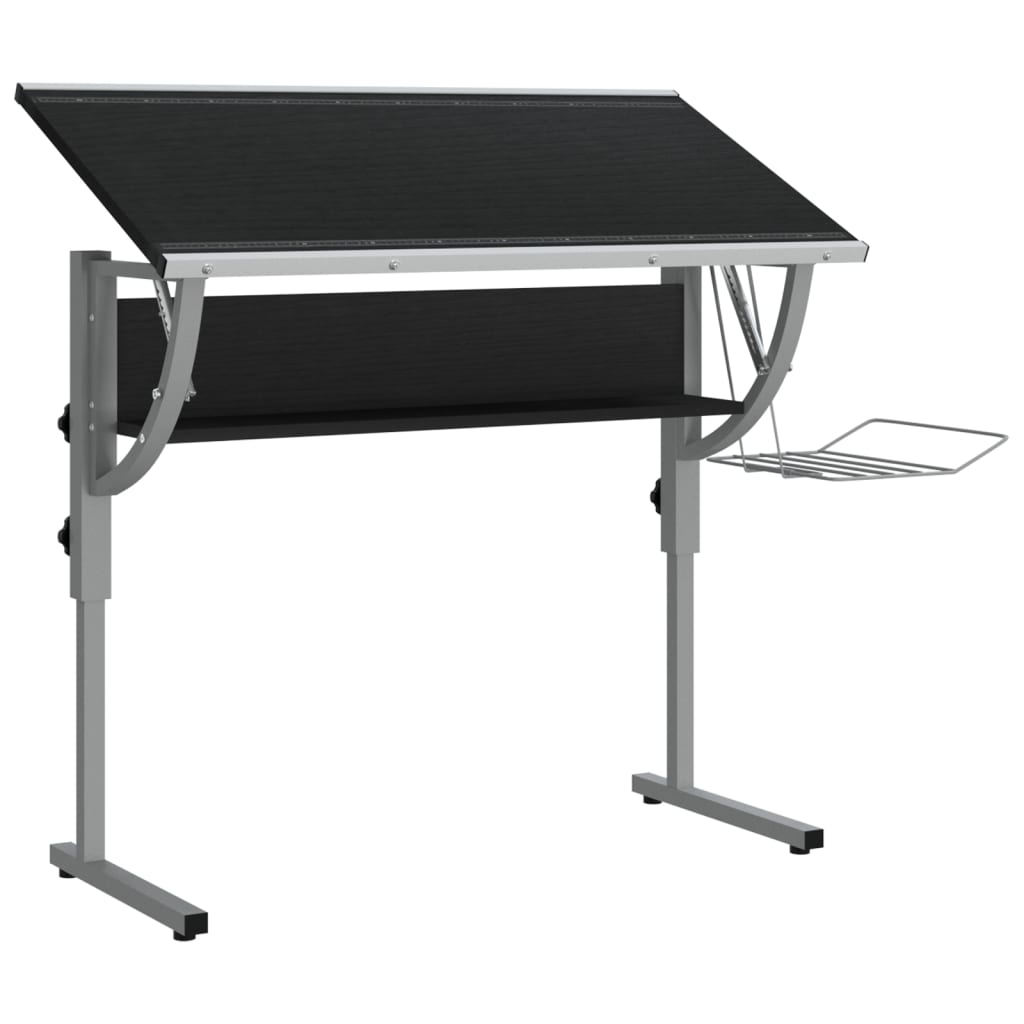 Work desk 110x53x(58-87) black and gray engineered wood and steel