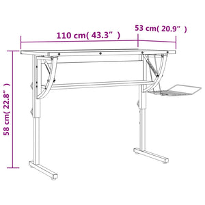 Work desk 110x53x(58-87) black and gray engineered wood and steel