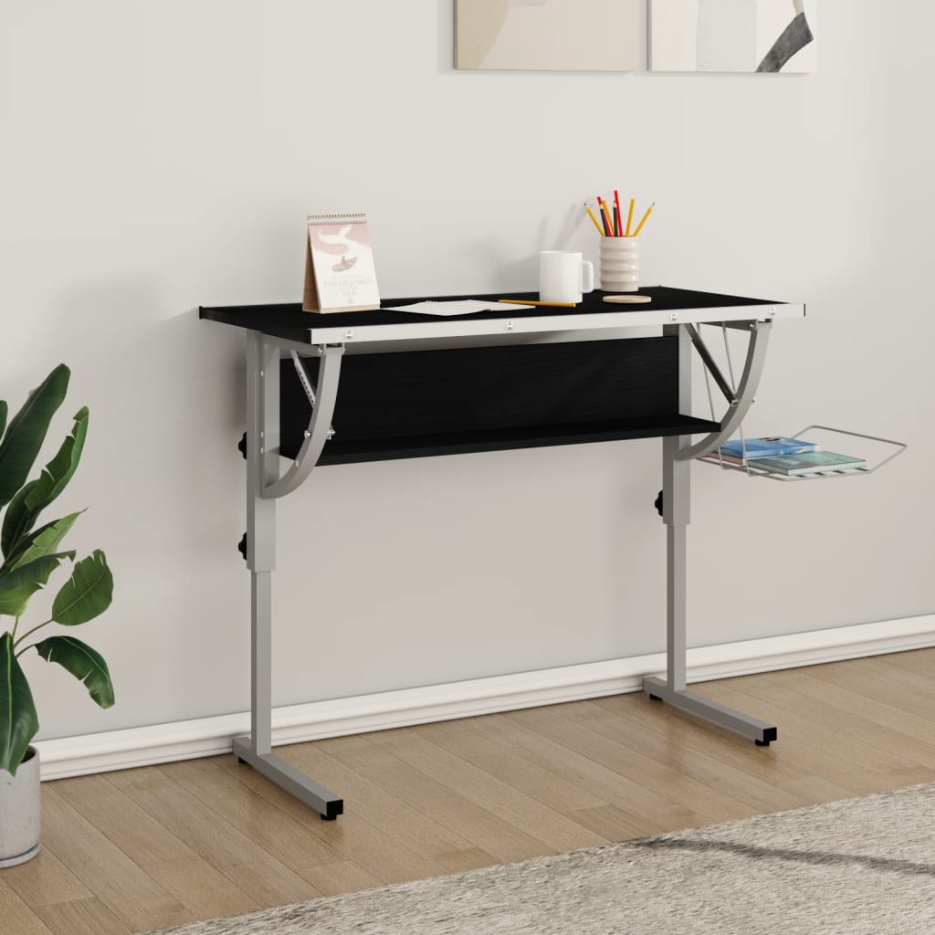 Work desk 110x53x(58-87) black and gray engineered wood and steel