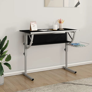 Work desk 110x53x(58-87) black and gray engineered wood and steel