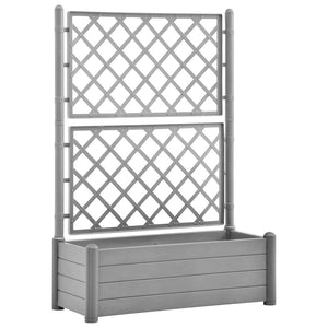 Planter box with trellis 100x43x142 cm PP stone grey