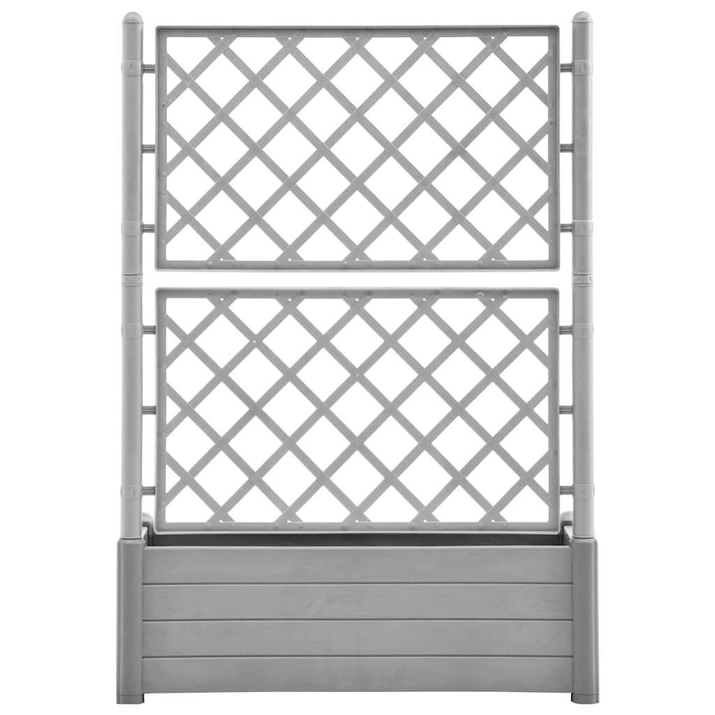 Planter box with trellis 100x43x142 cm PP stone grey