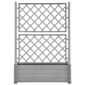 Planter box with trellis 100x43x142 cm PP stone grey