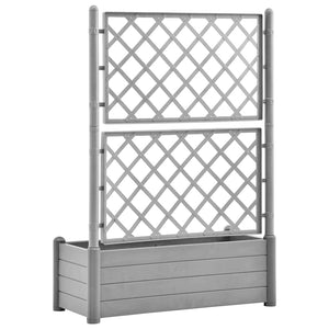 Planter box with trellis 100x43x142 cm PP stone grey