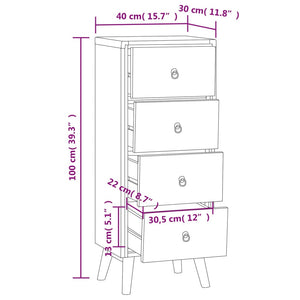 Chest of drawers 40x30x100 cm solid teak