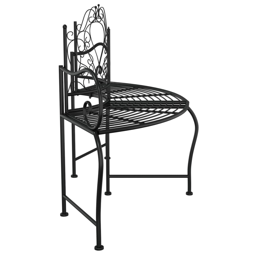 Bench round wood 150 cm black steel