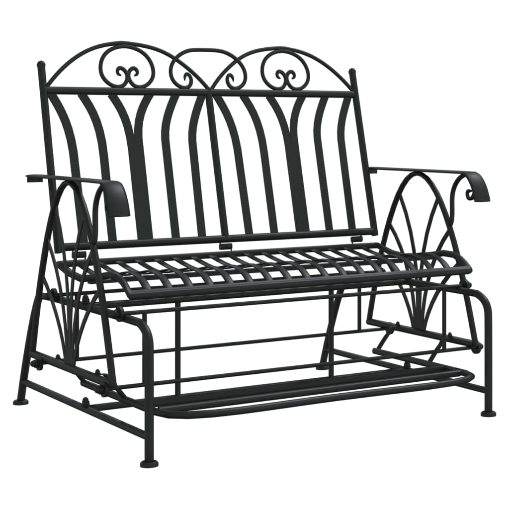 Rocking bench 2 seats 114 cm black steel