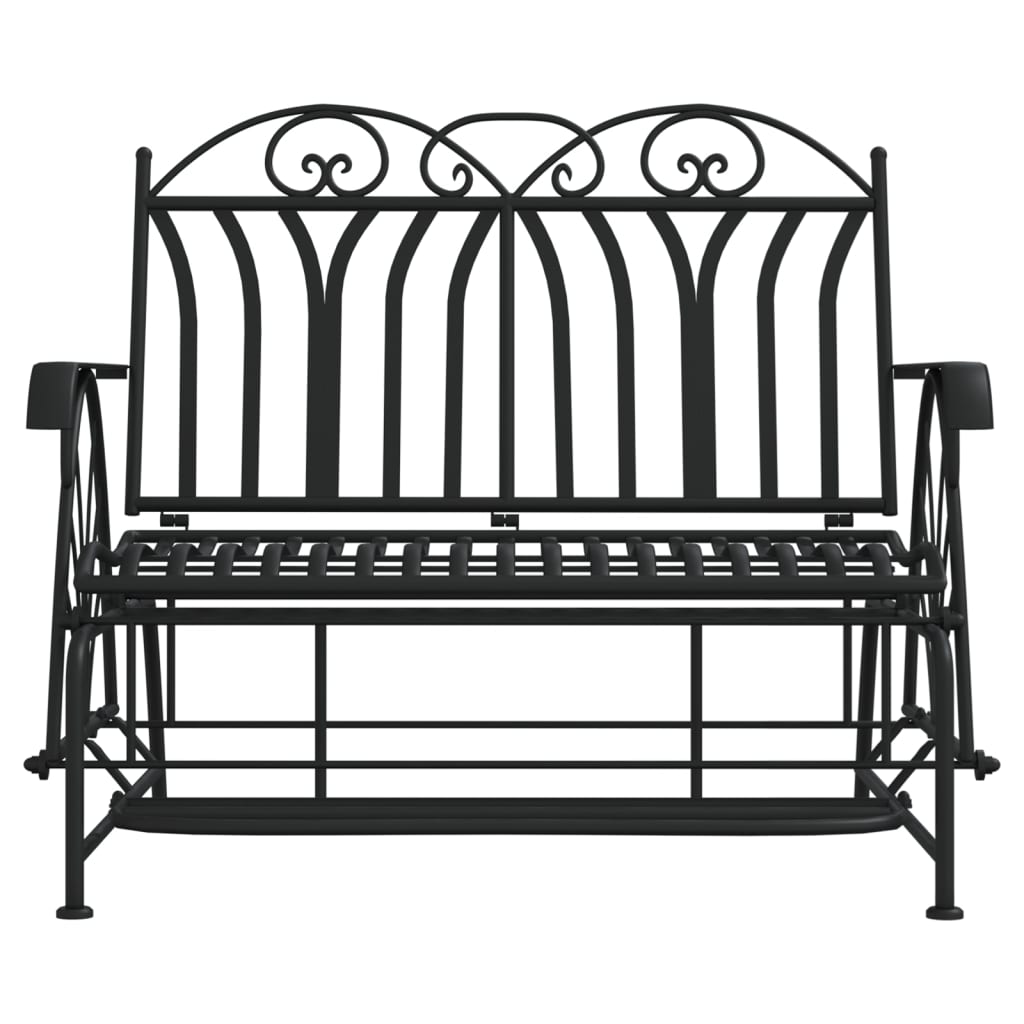 Rocking bench 2 seats 114 cm black steel
