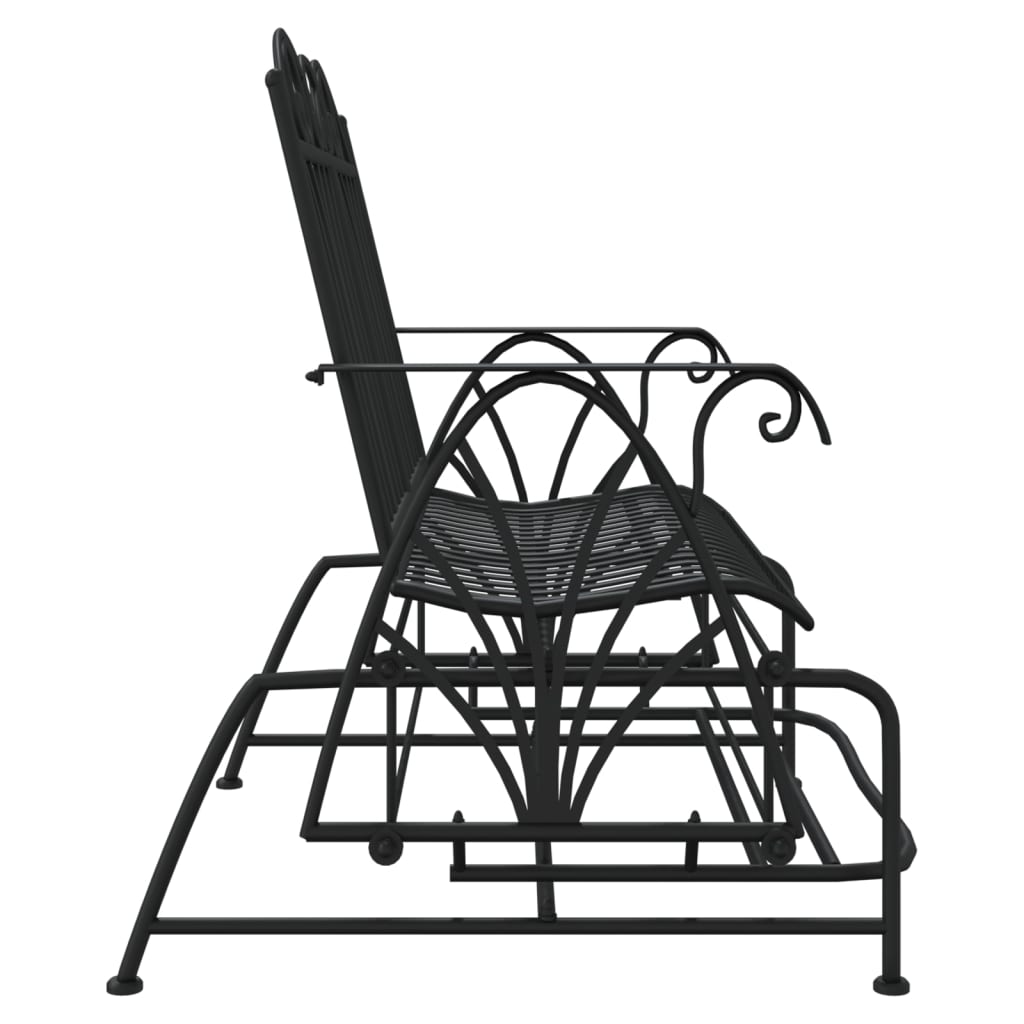 Rocking bench 2 seats 114 cm black steel