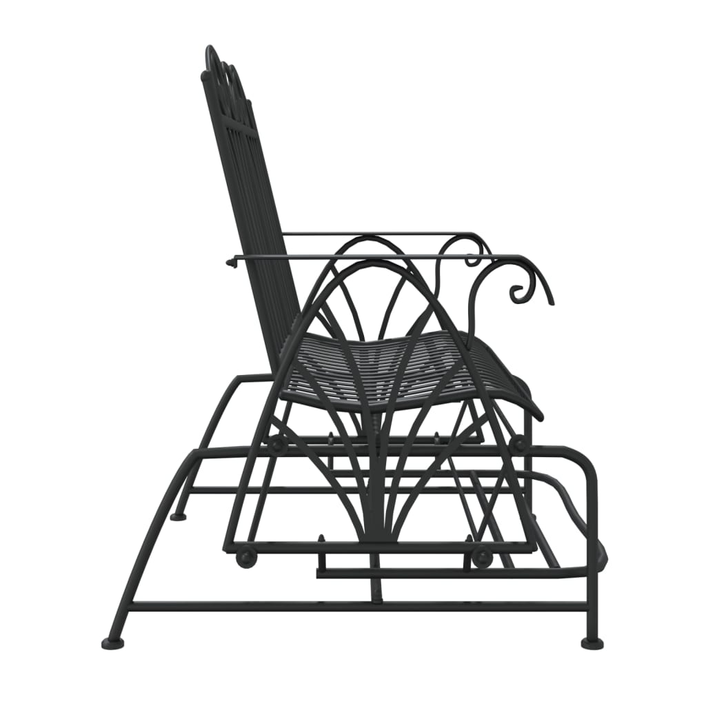 Rocking bench 2 seats 114 cm black steel
