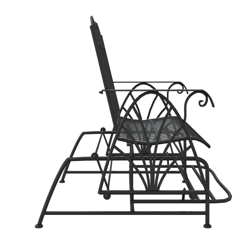 Rocking bench 2 seats 114 cm black steel