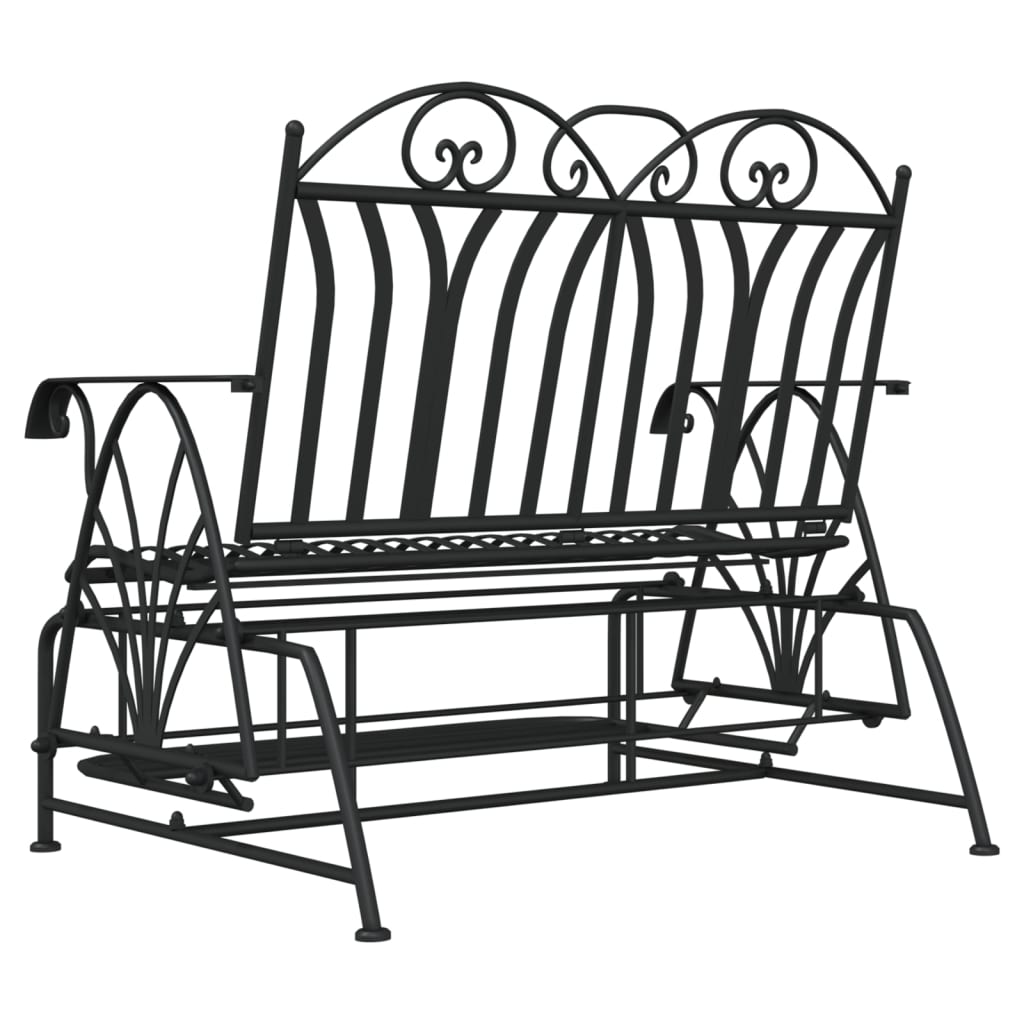 Rocking bench 2 seats 114 cm black steel