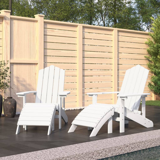 Adirondack garden chairs with footrest 2 pcs HDPE white