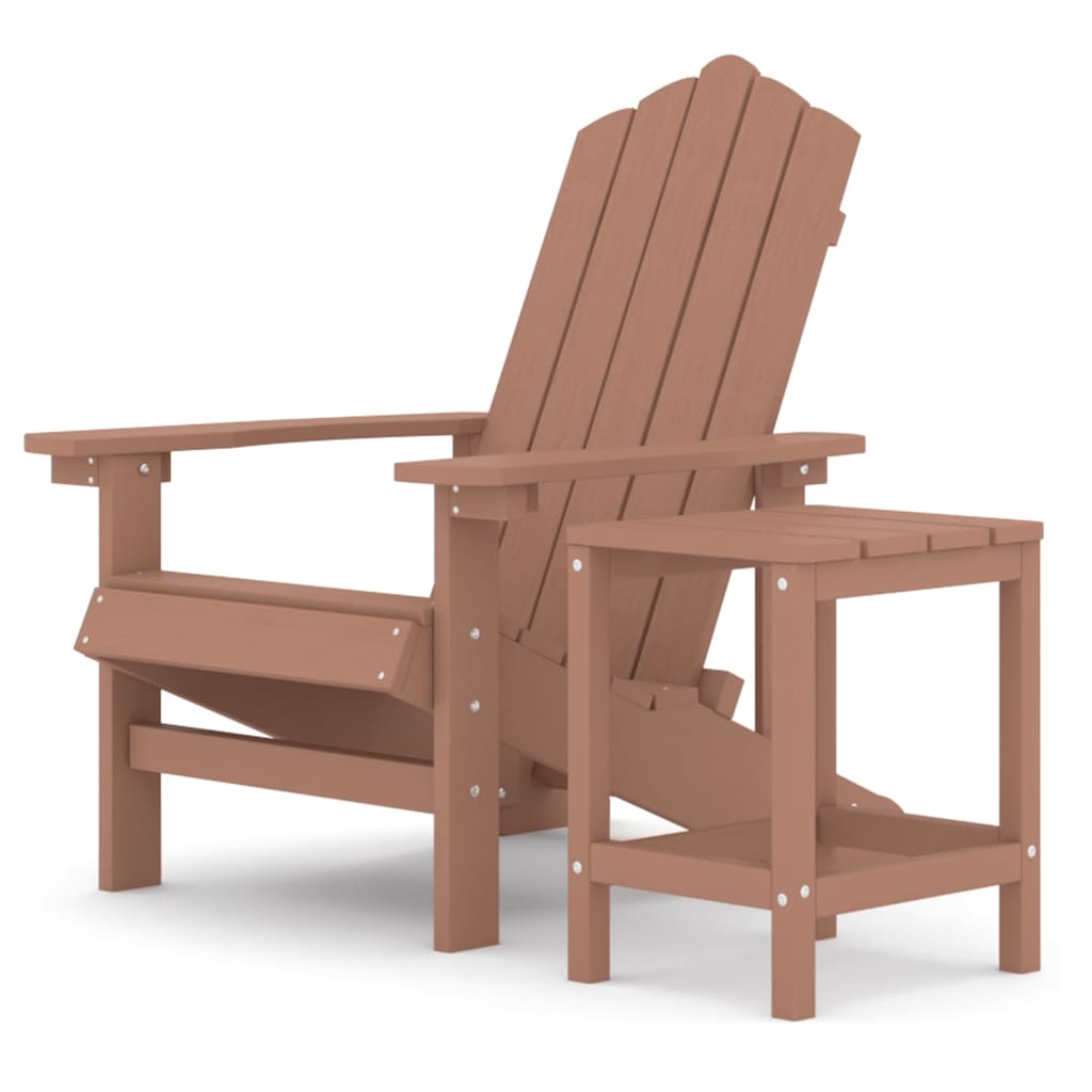 Adirondack garden chair with table HDPE brown
