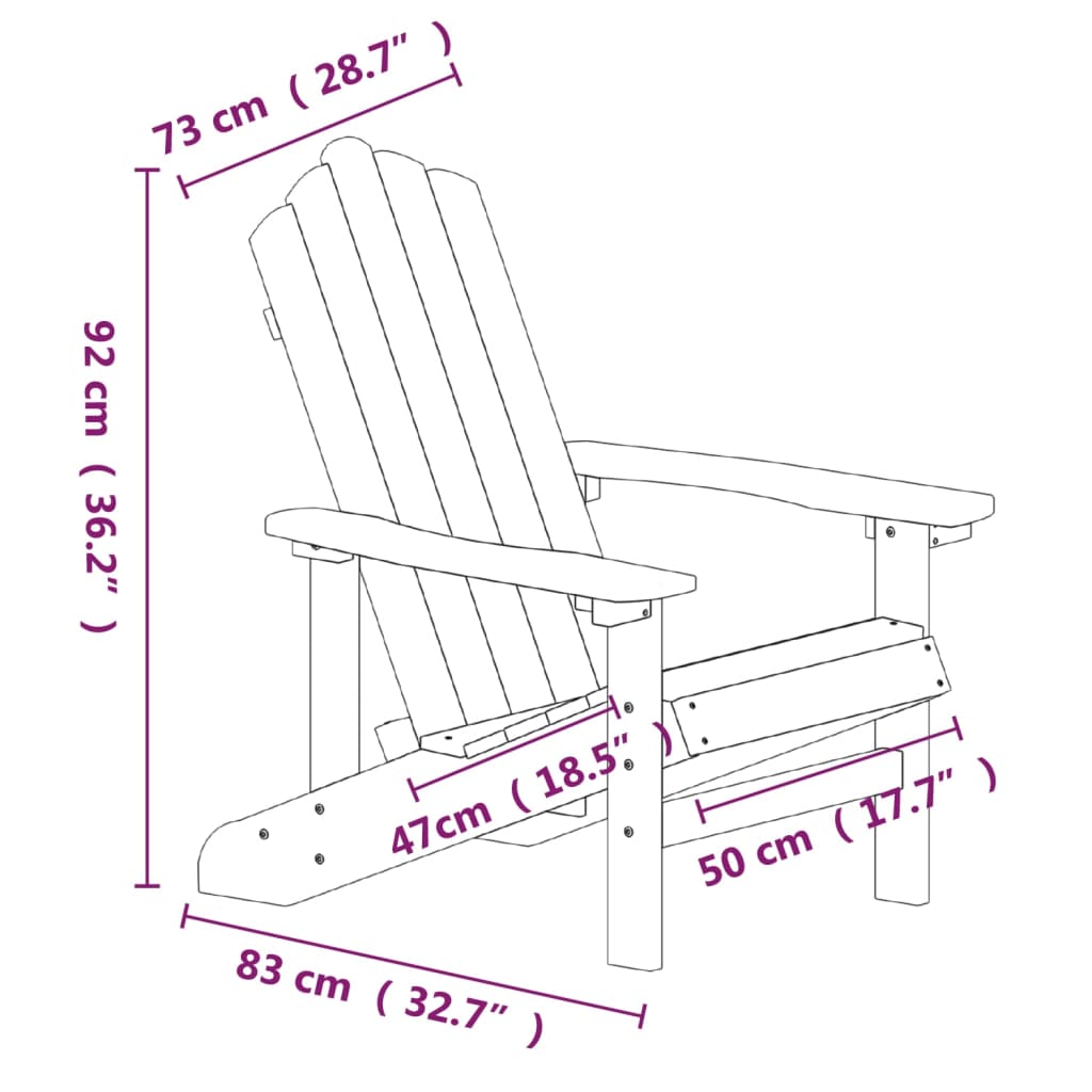 Adirondack garden chair with table HDPE brown