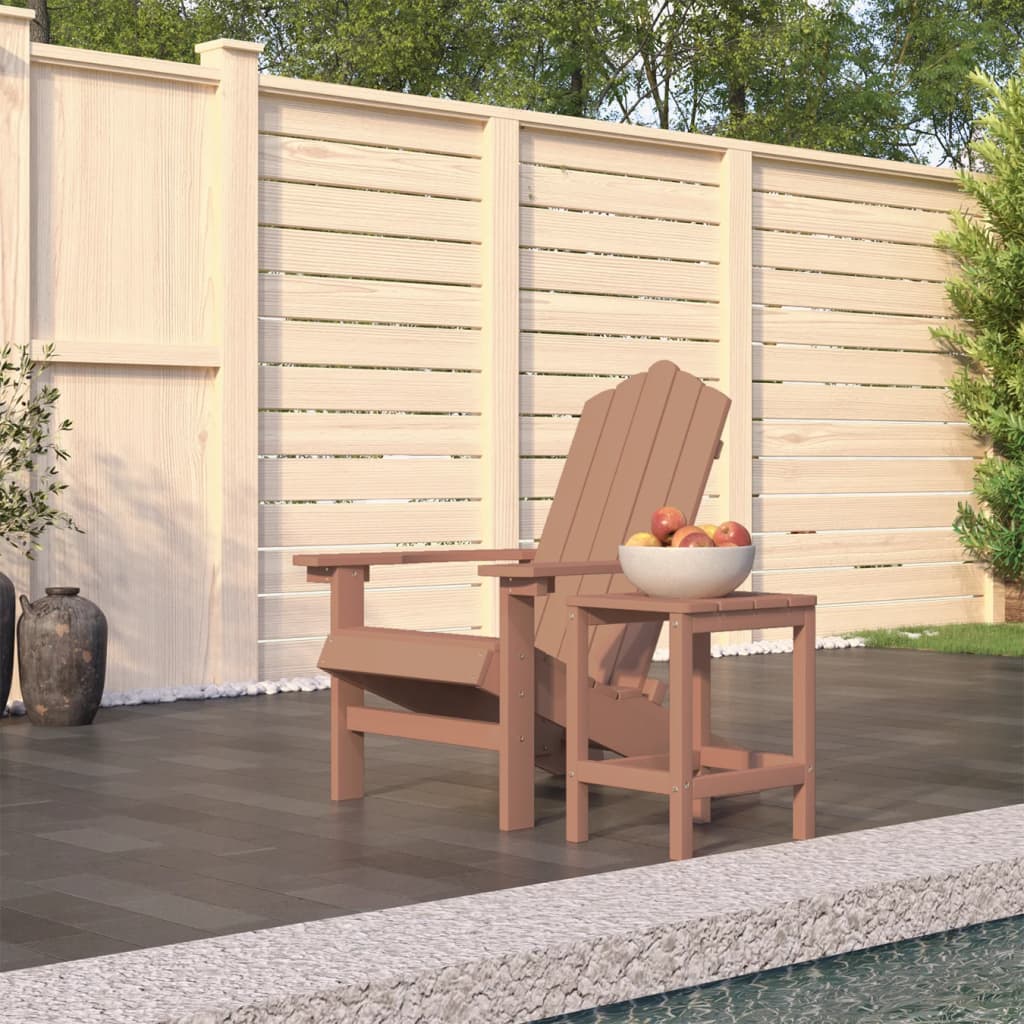 Adirondack garden chair with table HDPE brown