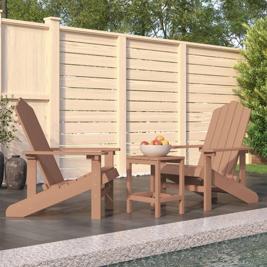 Adirondack garden chairs with table HDPE brown