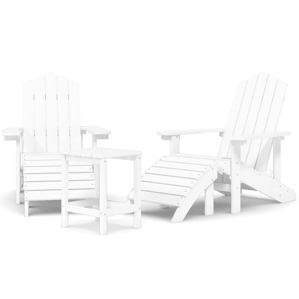 Adirondack chairs with footrest and table HDPE white