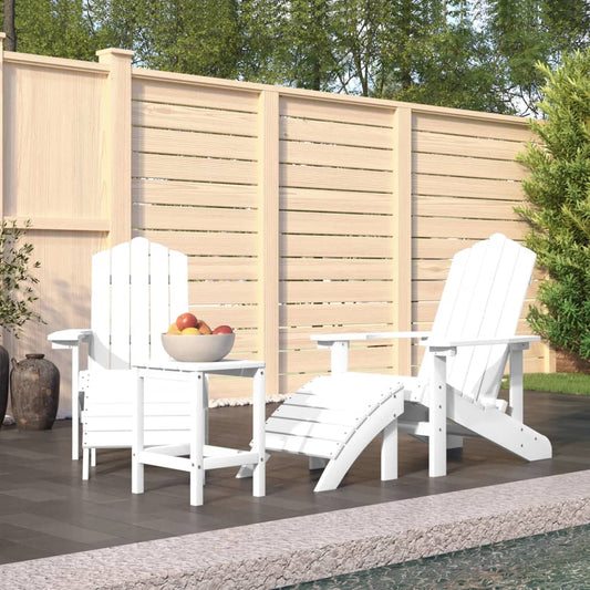 Adirondack chairs with footrest and table HDPE white