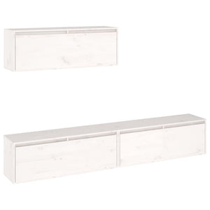 3-piece TV cabinet set White solid wood pine