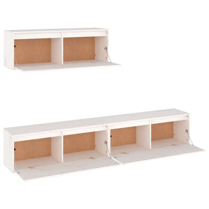 3-piece TV cabinet set White solid wood pine