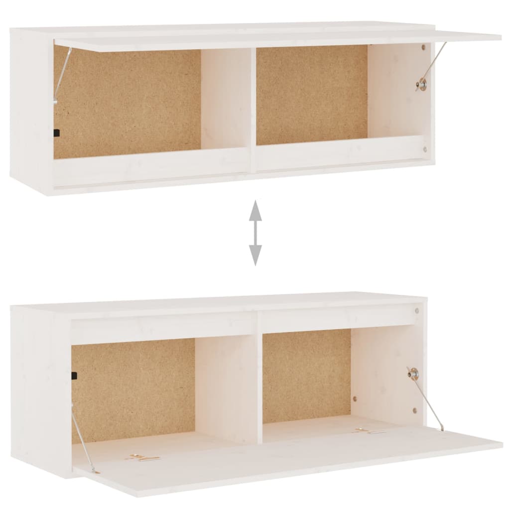 3-piece TV cabinet set White solid wood pine