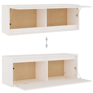 3-piece TV cabinet set White solid wood pine