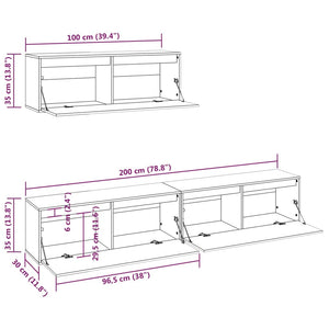 3-piece TV cabinet set White solid wood pine