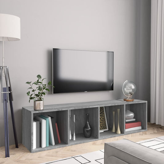 Bookcase/TV bench gray sonoma 143x30x36 cm engineered wood