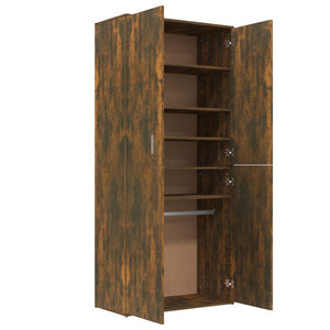Shoe cabinet smoked oak 80x39x178 cm engineered wood