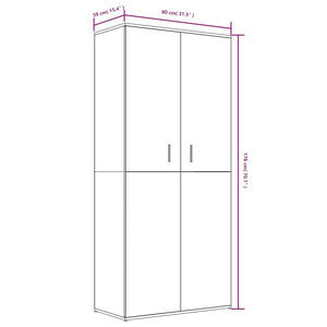 Shoe cabinet smoked oak 80x39x178 cm engineered wood
