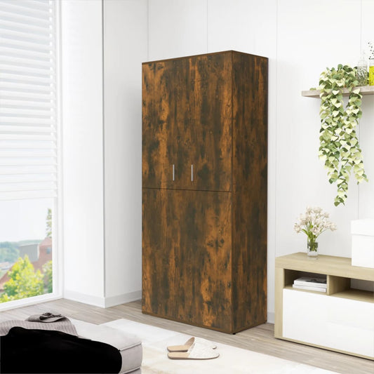 Shoe cabinet smoked oak 80x39x178 cm engineered wood