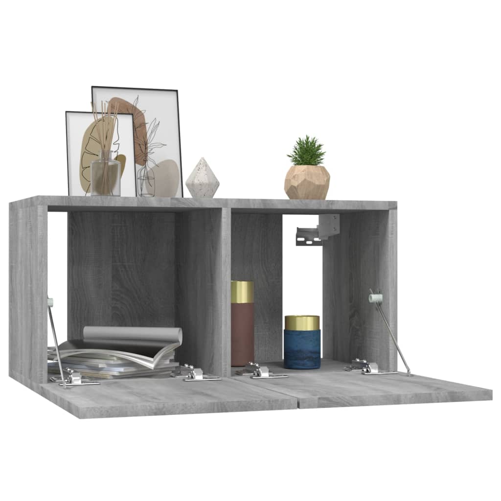 Hanging TV benches gray sonoma 60x30x30 cm engineered wood
