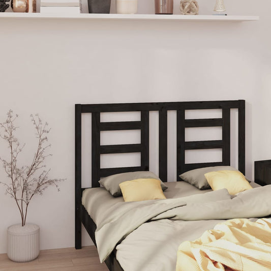 Bed headboard black 126x4x100 cm solid pine wood