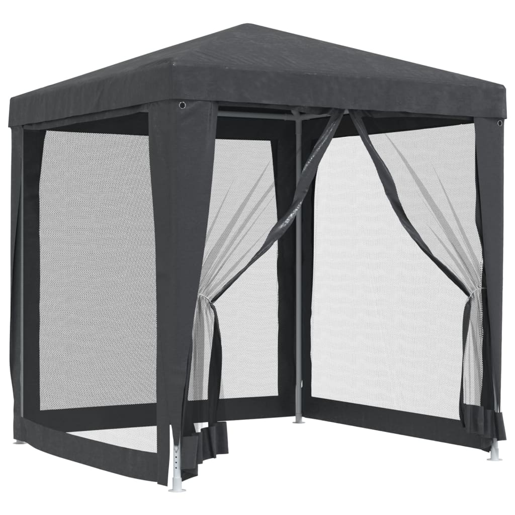 Party tent with 4 side walls made of mesh anthracite 2x2 m HDPE