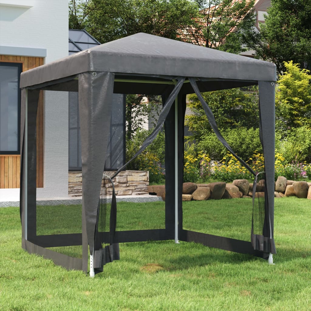 Party tent with 4 side walls made of mesh anthracite 2x2 m HDPE